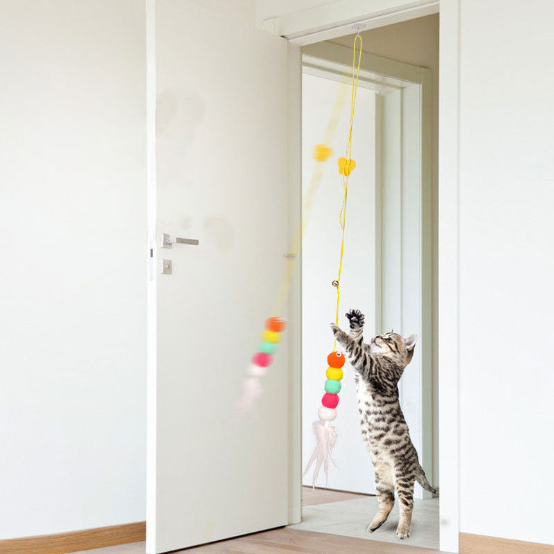 Adjustable Hanging Door Cat Toy with Bungee Rope