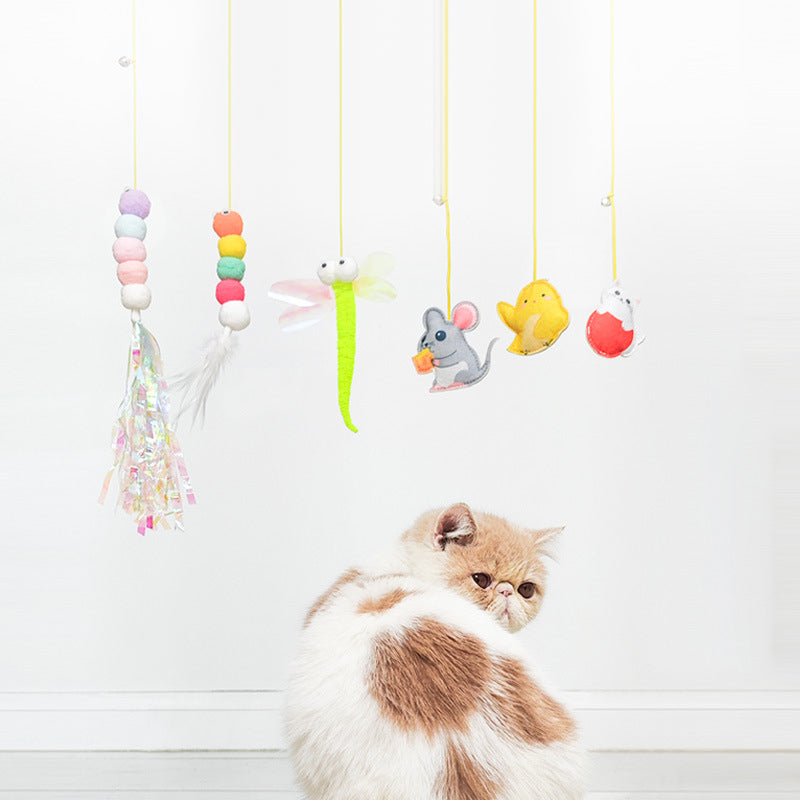 Adjustable Hanging Door Cat Toy with Bungee Rope