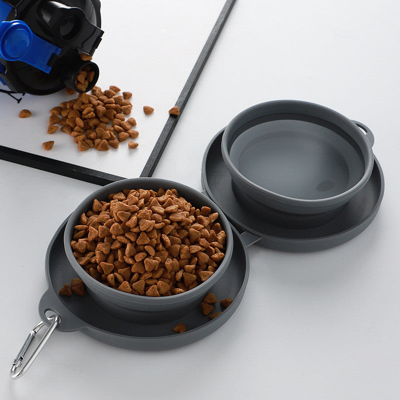 Collapsible Double Travel Dog Bowl Set with Carabiner