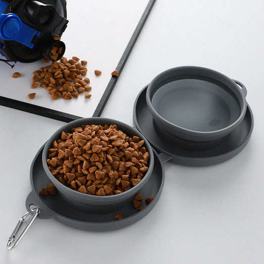 Collapsible Double Travel Dog Bowl Set with Carabiner