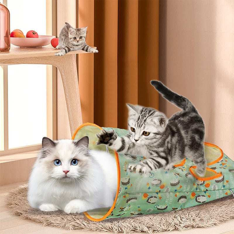 Collapsible Cat Tunnel Play Bag with Crinkle & Pompom