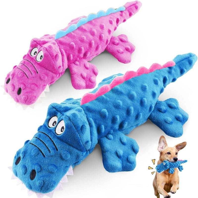 No-Stuffing Crinkle Crocodile Squeaky Dog Toy