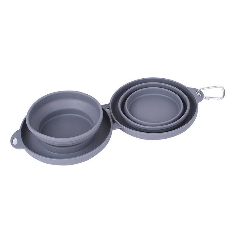 Collapsible Double Travel Dog Bowl Set with Carabiner