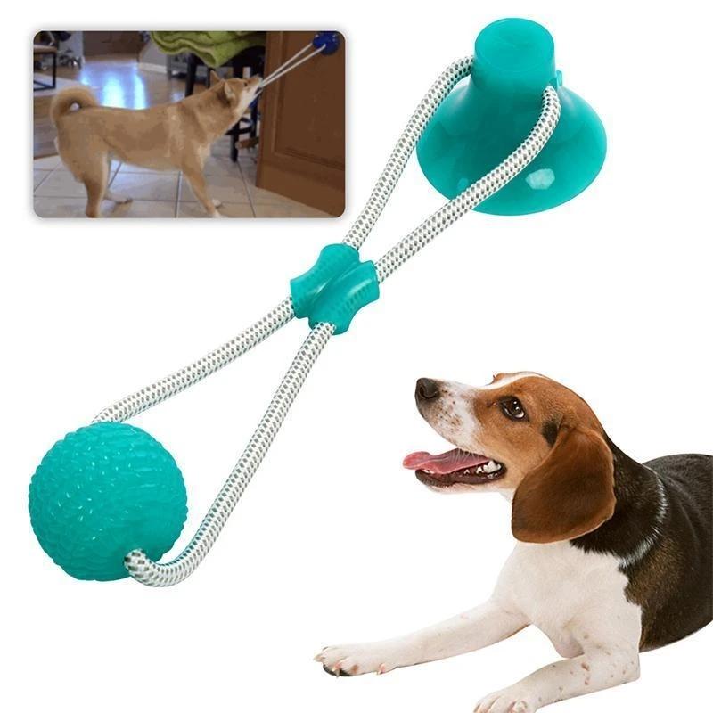 Suction Cup Dog Tug Ball with Rope & Teeth Cleaner