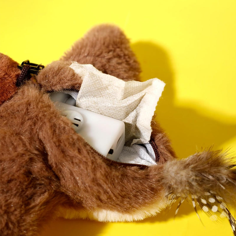 Interactive Chirping Bird Cat Toy with Feather Tail