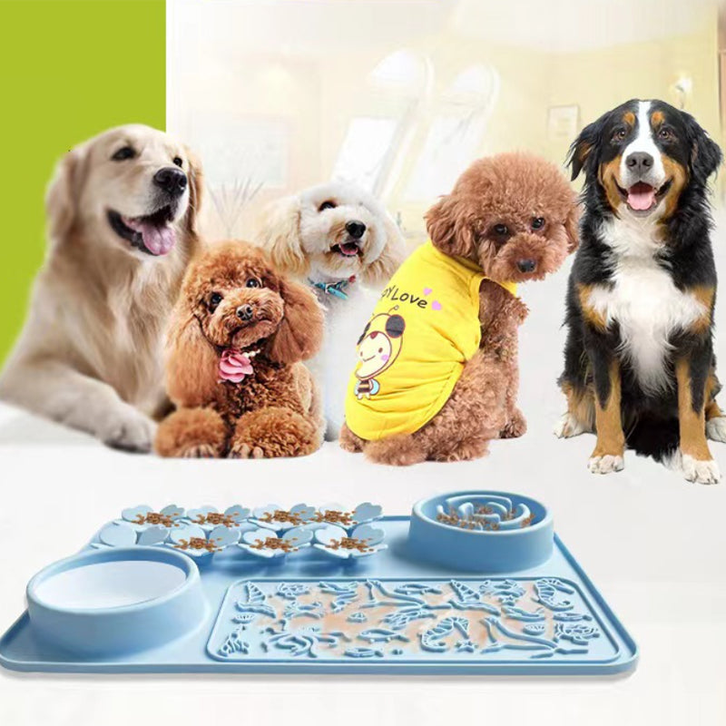 4-in-1 Silicone Slow Feeder Lick Mat & Bowl Station