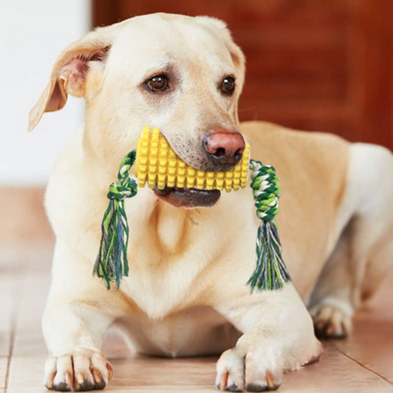 Corn Dental Chew Toy with Rope for Dogs