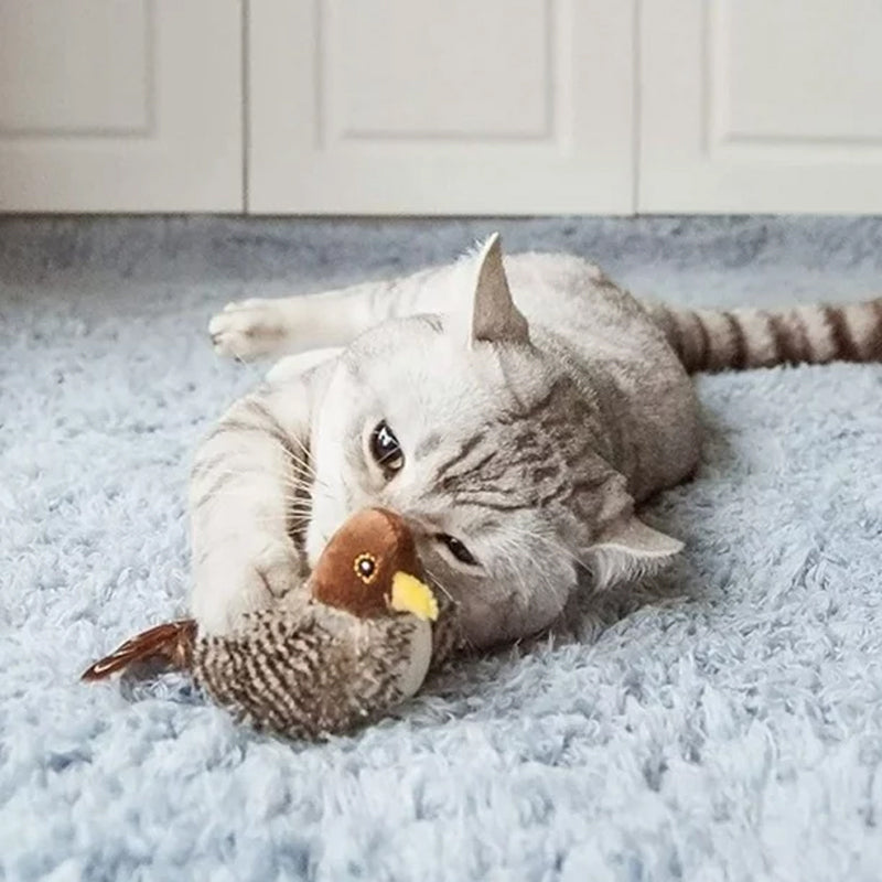 Chirping Bird Cat Toy with Real Bird Sounds