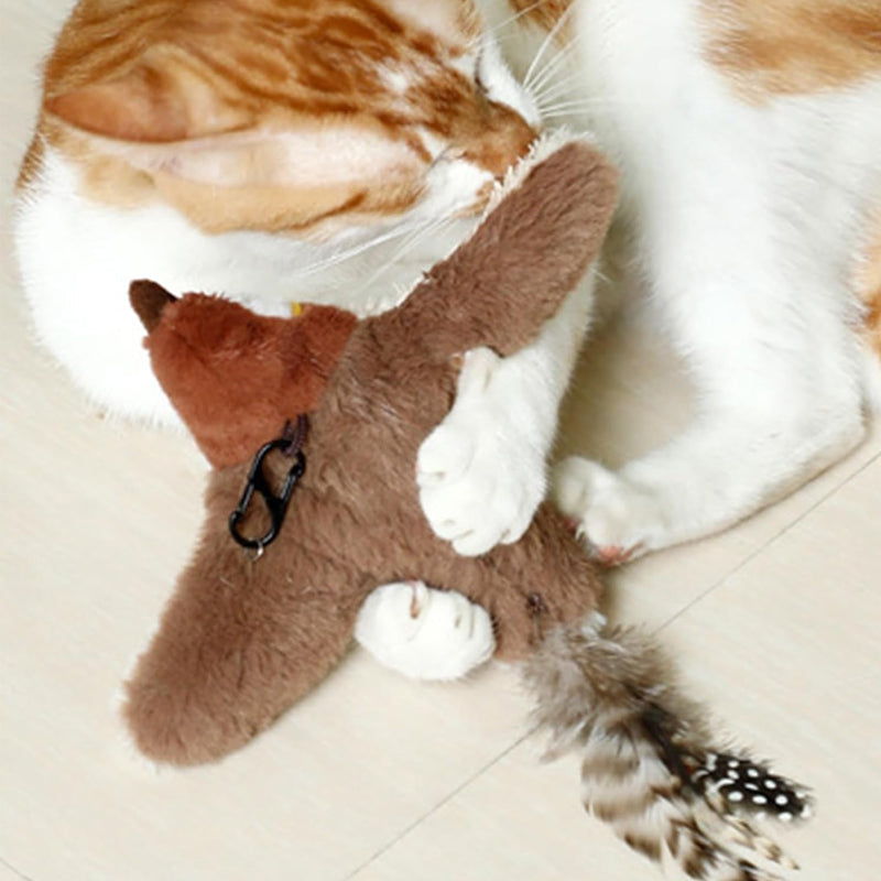 Interactive Chirping Bird Cat Toy with Feather Tail