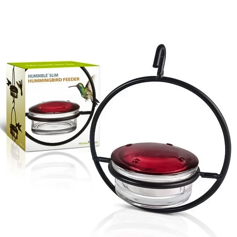 Hanging Hummingbird Feeder with Perch & Glass Dish
