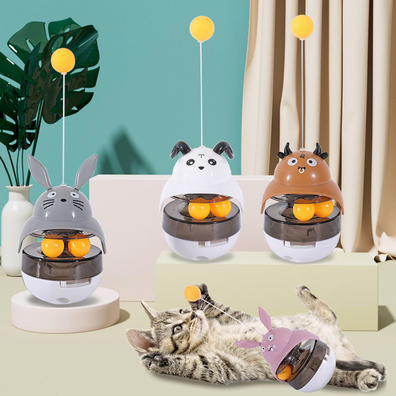 Interactive Cat Tumbler Treat Dispenser & Teaser Toy