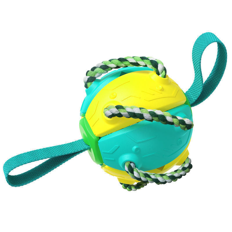 Interactive Flying Saucer Dog Ball with Rope Handles