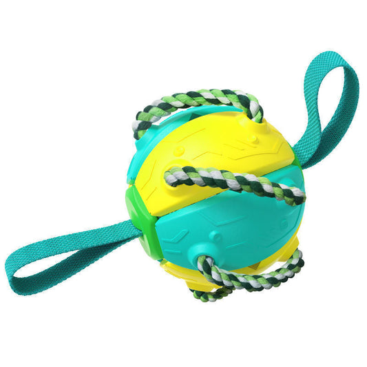 Interactive Flying Saucer Dog Ball with Rope Handles