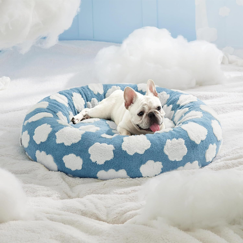 Round Calming Donut Pet Bed for Cats & Small Dogs