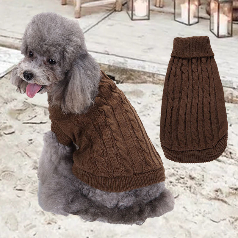 Cable Knit Turtleneck Dog Sweater for Winter Warmth