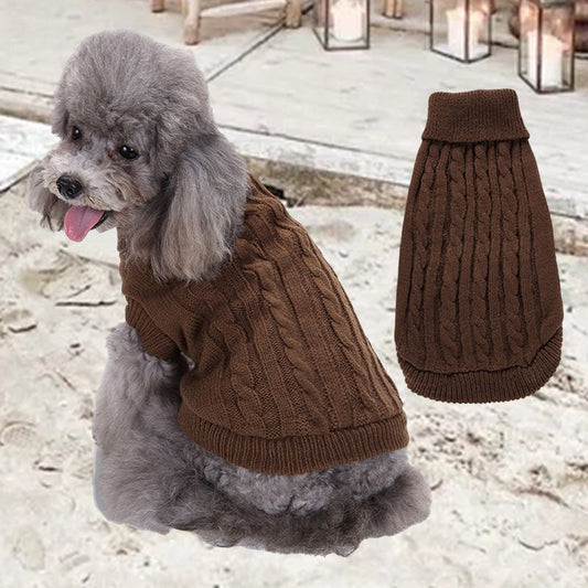 Cable Knit Turtleneck Dog Sweater for Winter Warmth