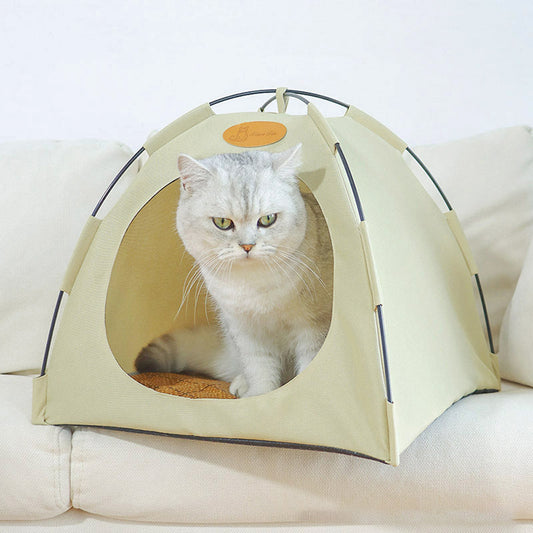 Breathable Pet Teepee Tent Bed with Cooling Mat