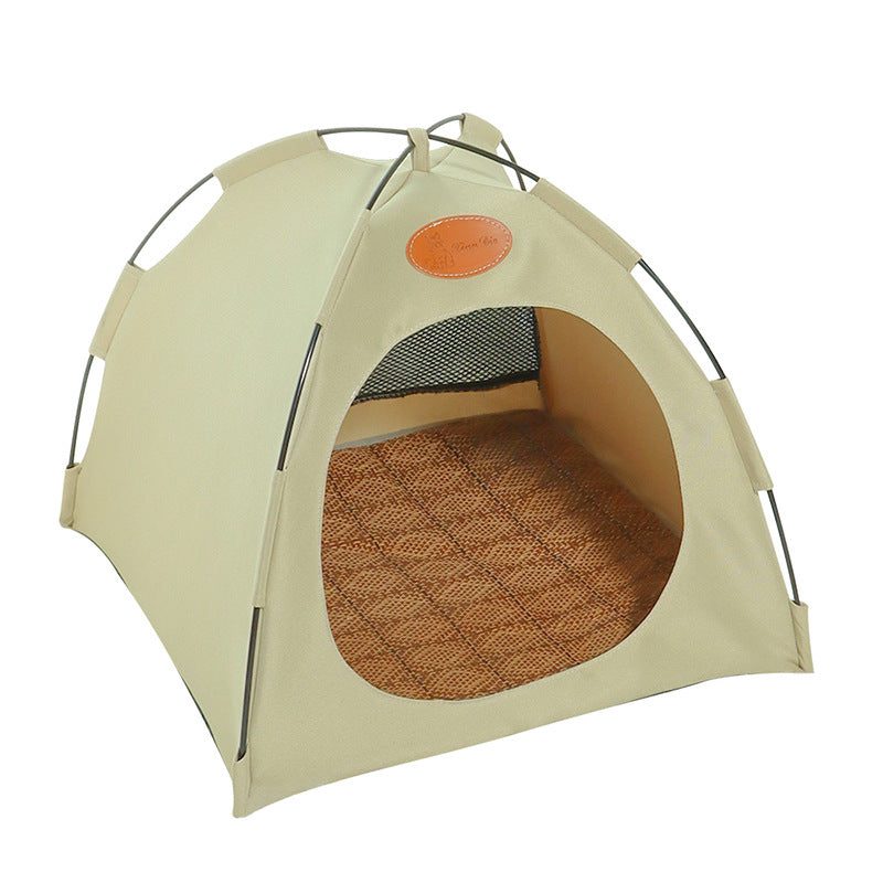 Breathable Pet Teepee Tent Bed with Cooling Mat