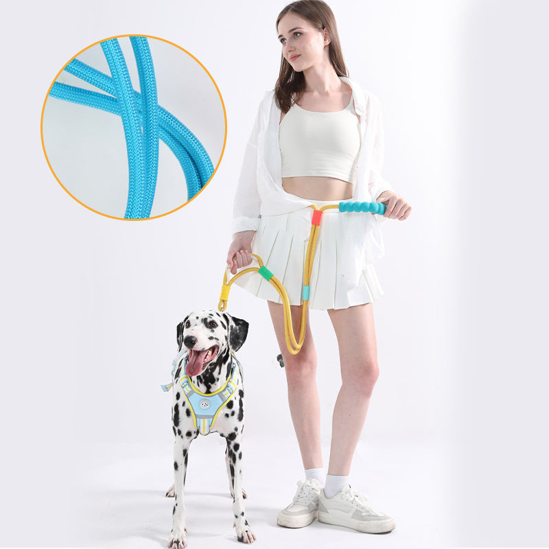 Reflective Rope Dog Leash with Cushion Grip Handle