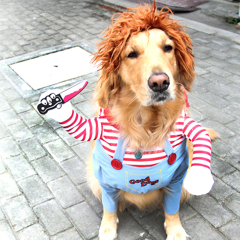 Deadly Doll Dog Costume with Wig & Toy Knife