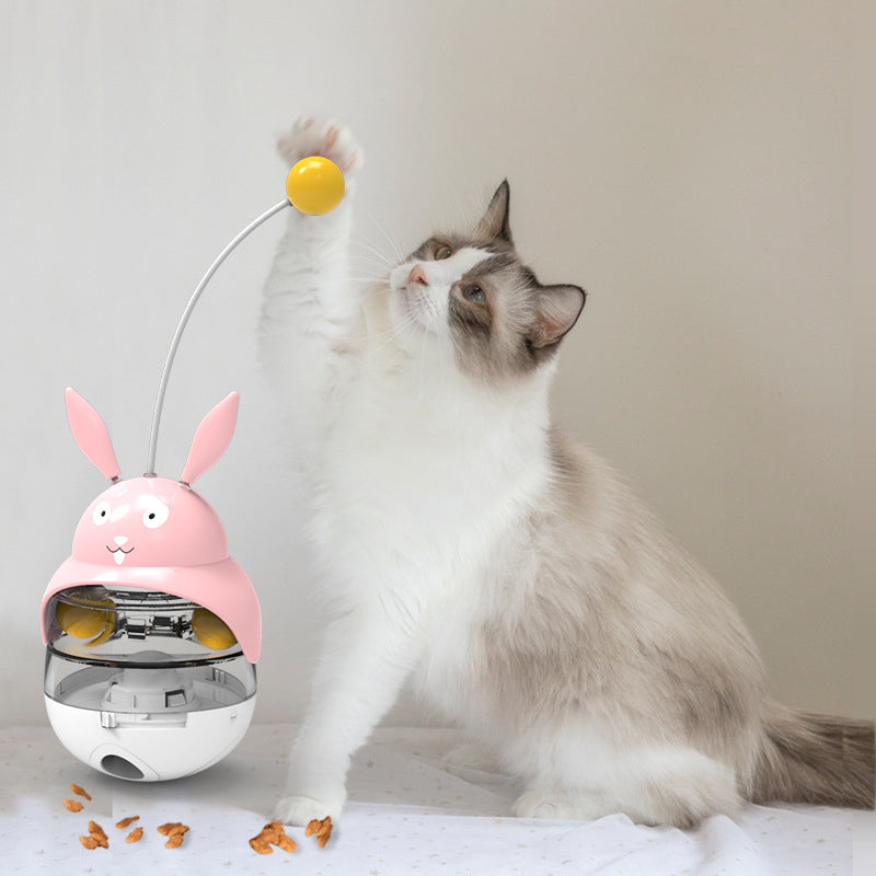Interactive Cat Tumbler Treat Dispenser & Teaser Toy