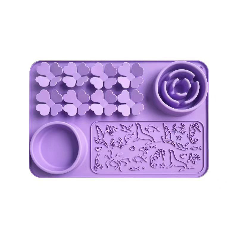 4-in-1 Silicone Slow Feeder Lick Mat & Bowl Station