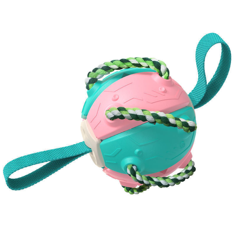 Interactive Flying Saucer Dog Ball with Rope Handles