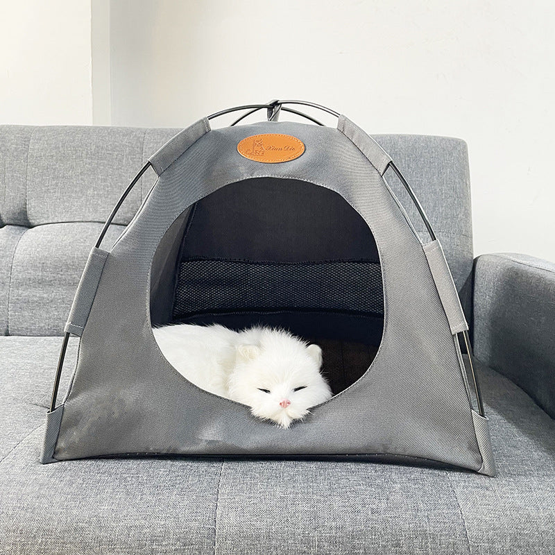 Breathable Pet Teepee Tent Bed with Cooling Mat