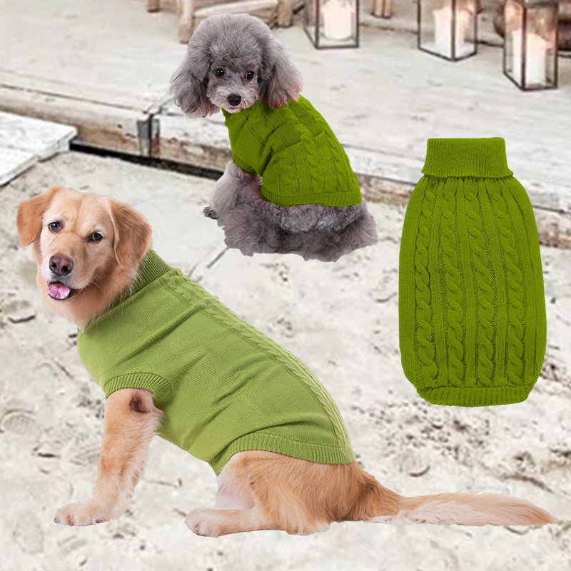 Cable Knit Turtleneck Dog Sweater for Winter Warmth