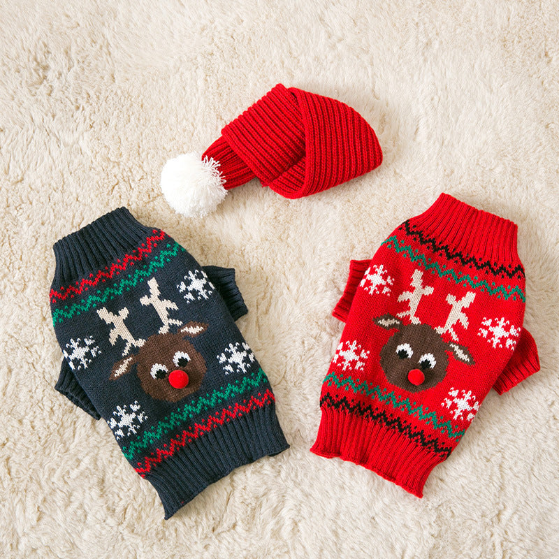 Christmas Reindeer Knit Pet Sweater for Dogs & Cats