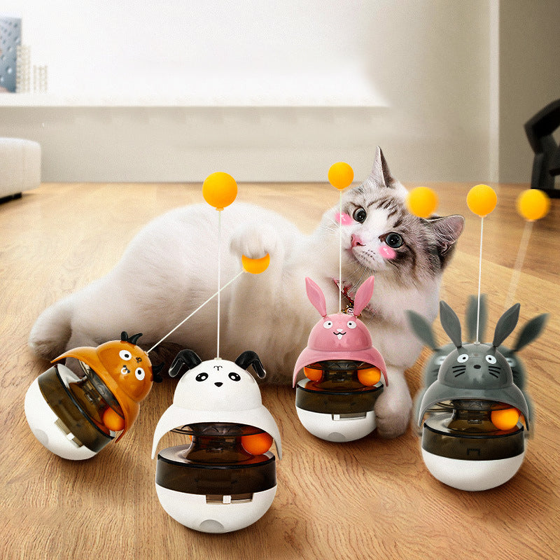 Interactive Cat Tumbler Treat Dispenser & Teaser Toy