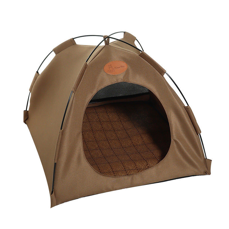 Breathable Pet Teepee Tent Bed with Cooling Mat
