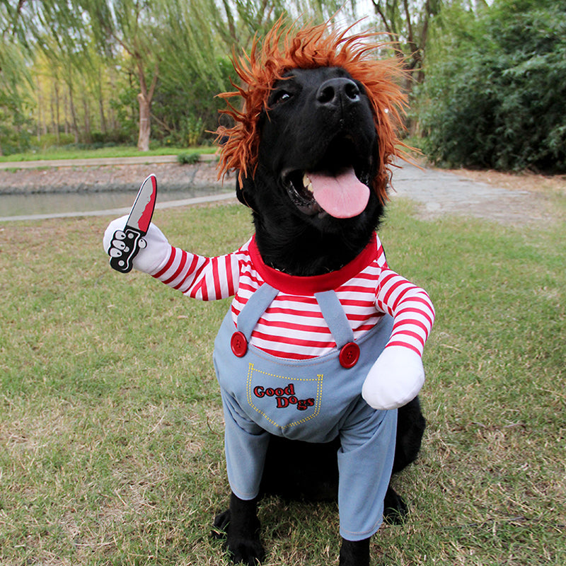 Deadly Doll Dog Costume with Wig & Toy Knife