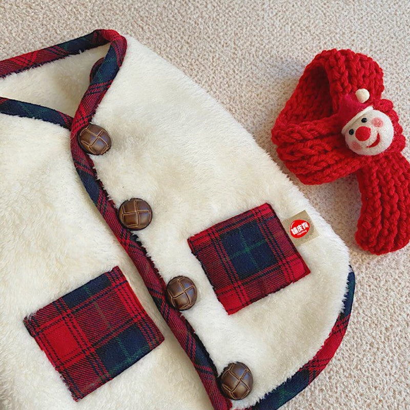 Cozy Sherpa Plaid Dog Vest with Toggle Buttons