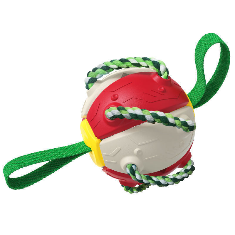 Interactive Flying Saucer Dog Ball with Rope Handles