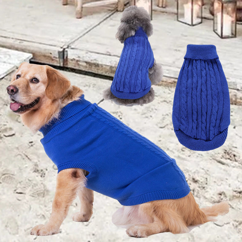 Cable Knit Turtleneck Dog Sweater for Winter Warmth