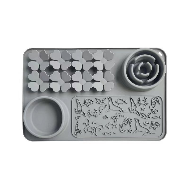 4-in-1 Silicone Slow Feeder Lick Mat & Bowl Station