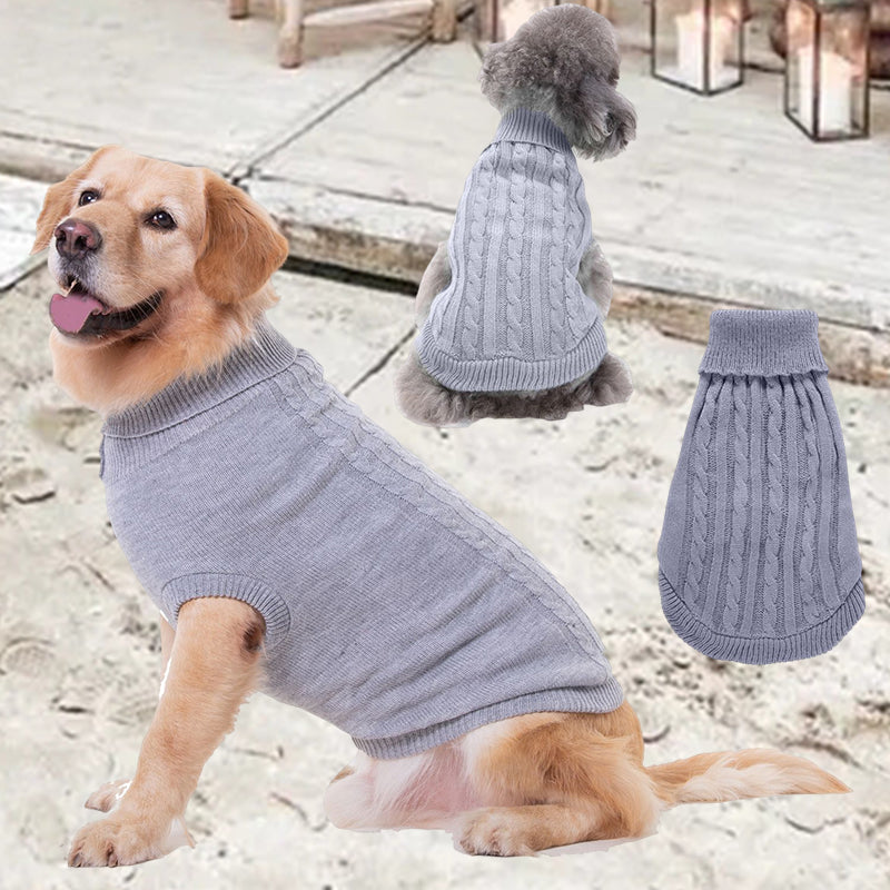 Cable Knit Turtleneck Dog Sweater for Winter Warmth