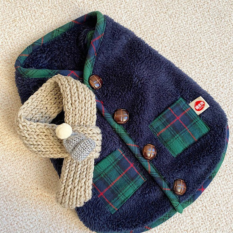 Cozy Sherpa Plaid Dog Vest with Toggle Buttons
