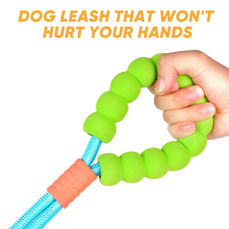 Reflective Rope Dog Leash with Cushion Grip Handle
