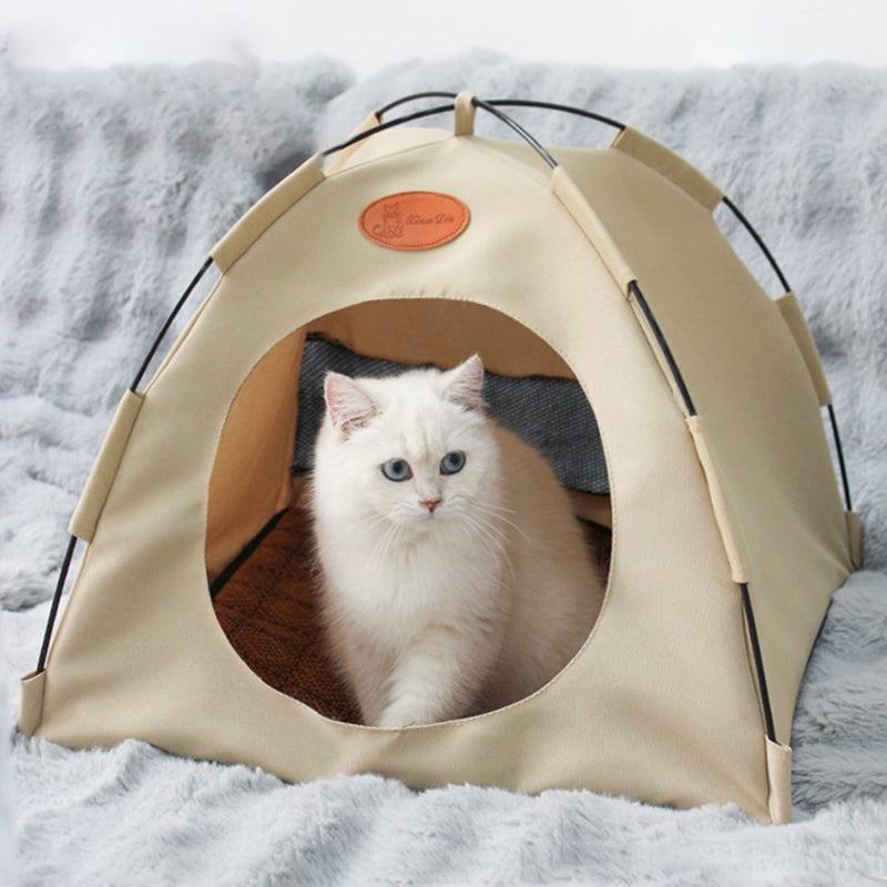 Breathable Pet Teepee Tent Bed with Cooling Mat