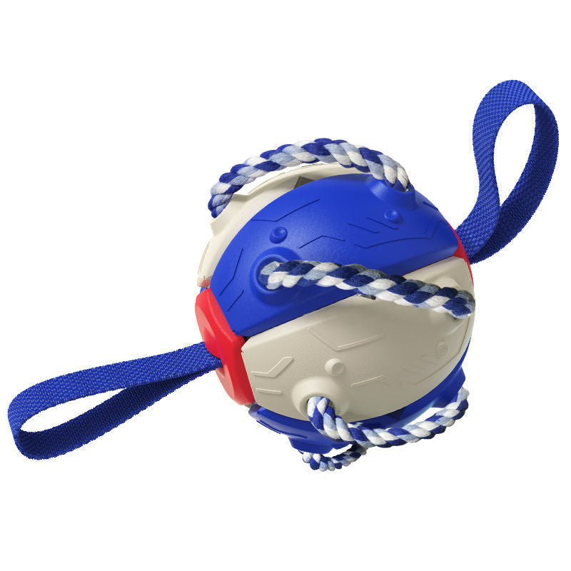 Interactive Flying Saucer Dog Ball with Rope Handles