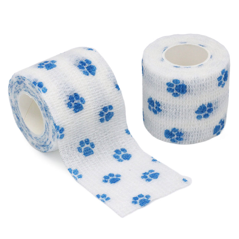 Self-Adhesive Pet Bandage Wrap - Paw Print Vet Tape