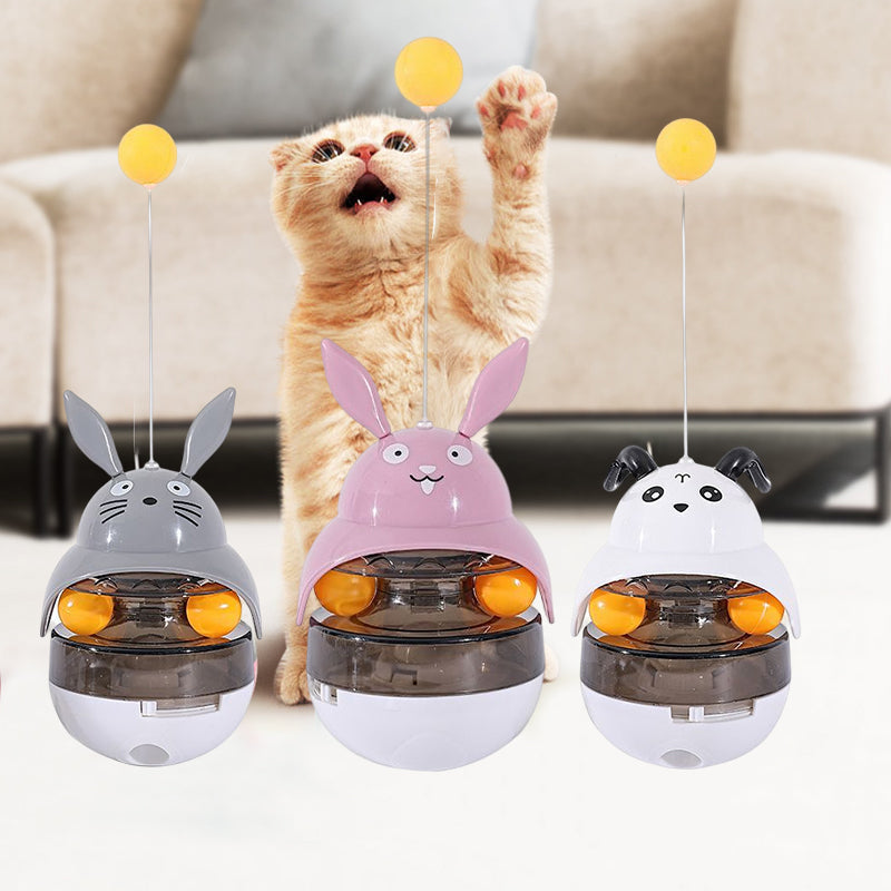 Interactive Cat Tumbler Treat Dispenser & Teaser Toy