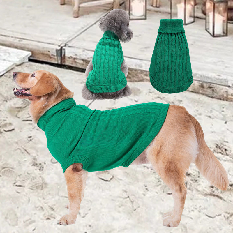 Cable Knit Turtleneck Dog Sweater for Winter Warmth
