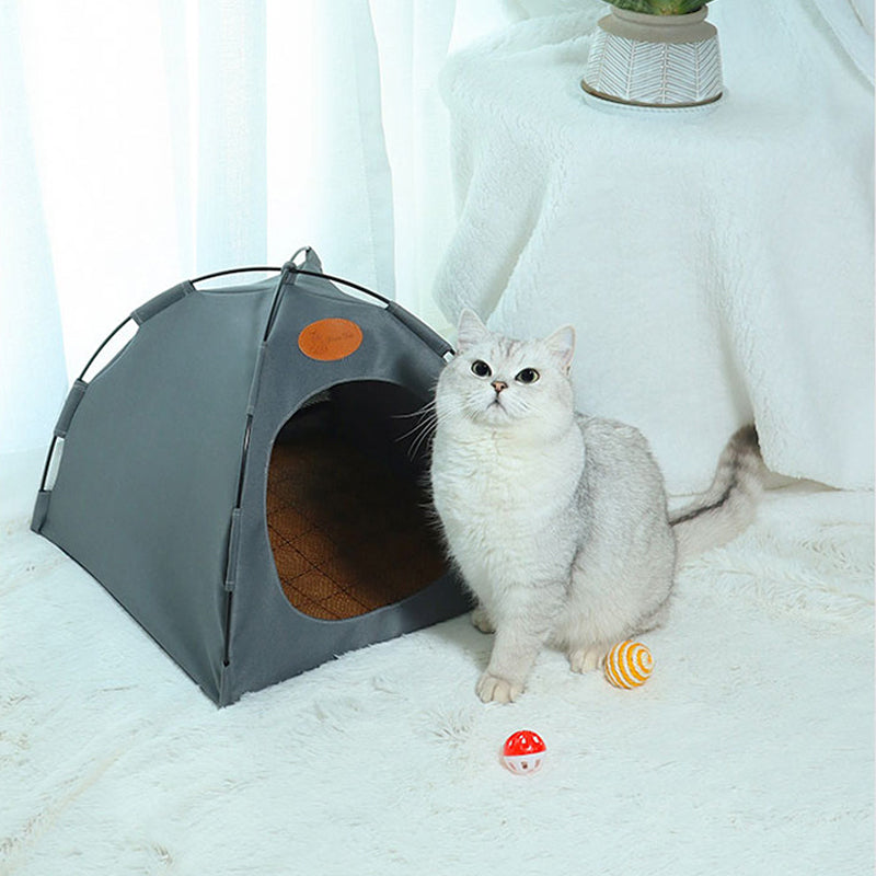 Breathable Pet Teepee Tent Bed with Cooling Mat