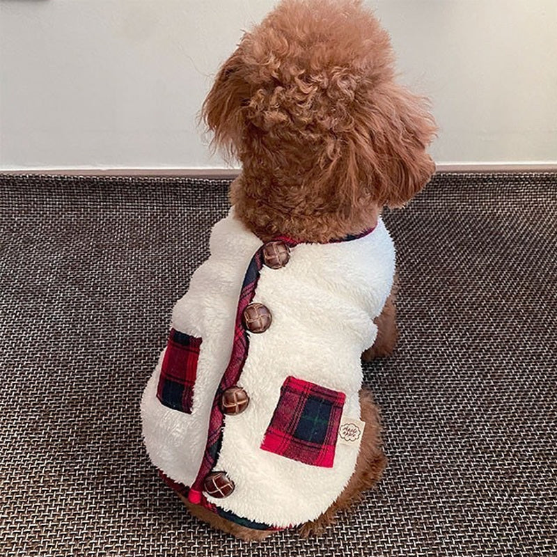 Cozy Sherpa Plaid Dog Vest with Toggle Buttons