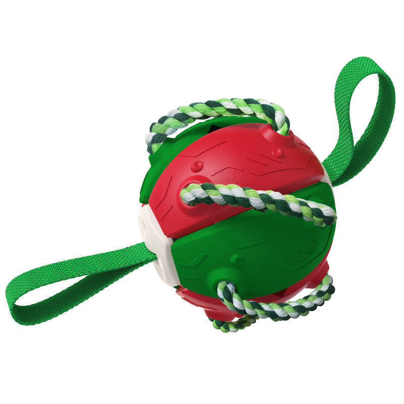 Interactive Flying Saucer Dog Ball with Rope Handles