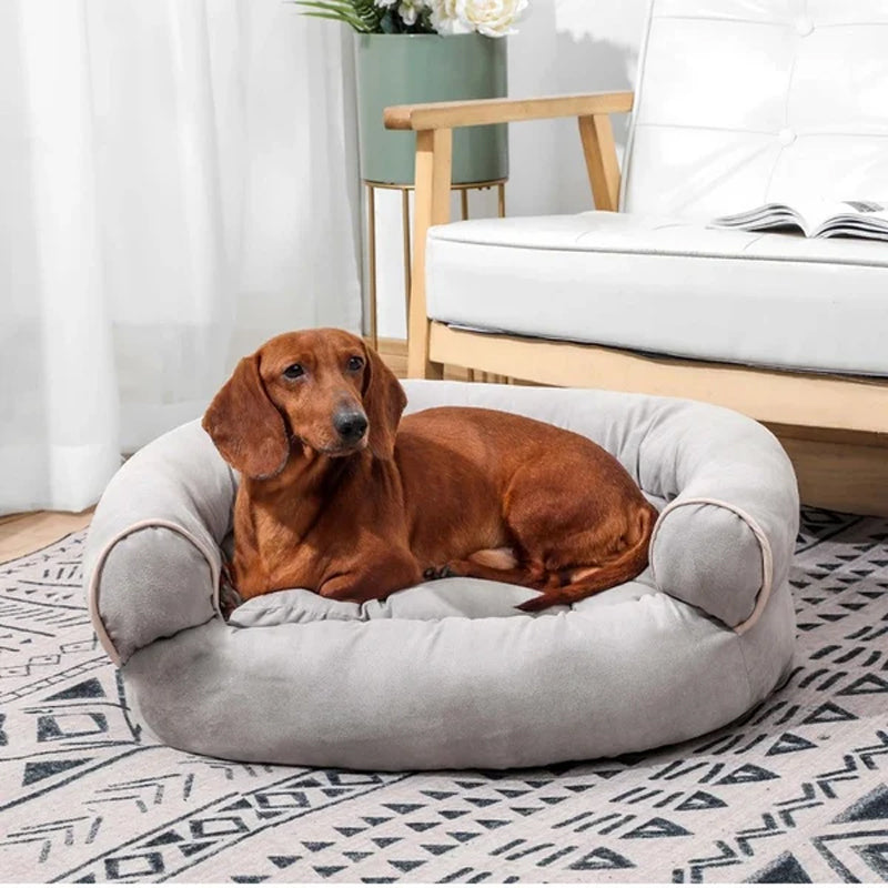 Cozy Sofa Pet Bed with Bolster Arms