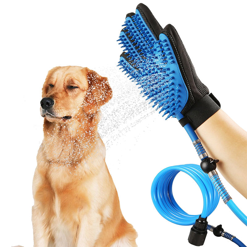 Pet Bathing Sprayer Glove with Grooming Hose Kit